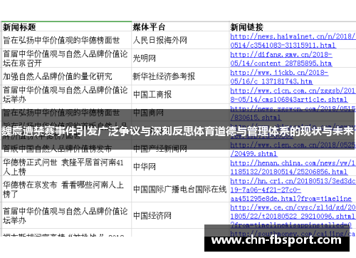 魏震遭禁赛事件引发广泛争议与深刻反思体育道德与管理体系的现状与未来