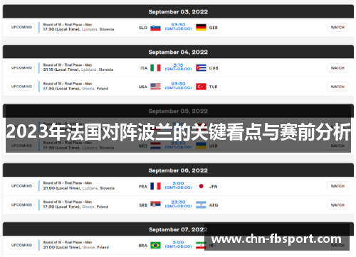 2023年法国对阵波兰的关键看点与赛前分析